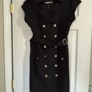 Calvin Klein Black Double-Breasted Midi Dress NWT